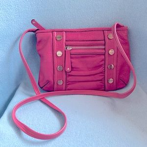 B. MAKOWSKY Pink Leather Studded Cross-body Shoulder Mini Bag